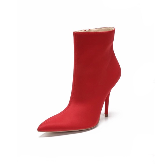 Red Pointy Toe Ankle Booties - Picture 5 of 8